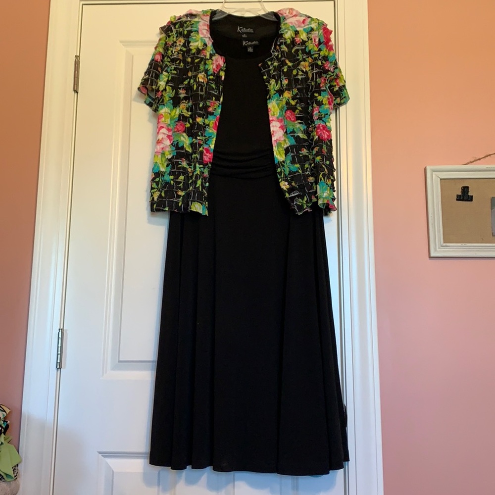 KStudio sleeveless flora too ruffled jacket dress
